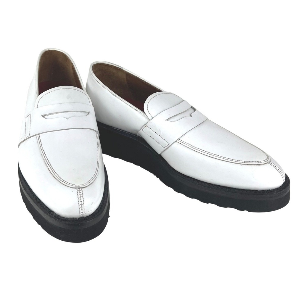 GRENSON White Patent Leather Penny Loafers Chunky Sole Shoes Women narrow